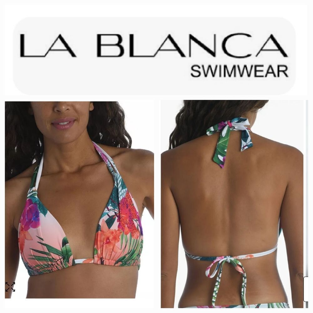 La Blanca Island Goddess Coral Halter Bikini Top